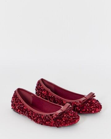 Abundance Classic Bow Sequin Ballerina Shoes - Extra Wide Fit (EEE)
