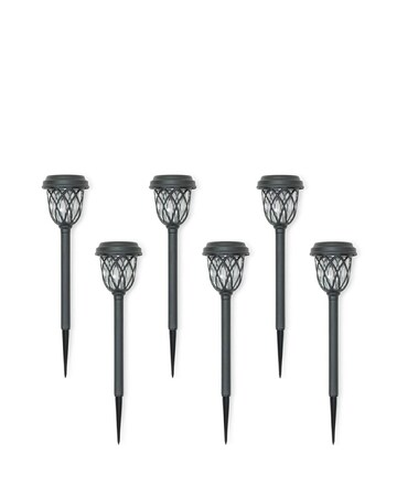 ValueLights Pack of 6 - Solar Powered Black Diamond Spike Lights Solar Light