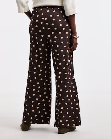 Chocolate Spot Textured Jersey Tie Waist Wide Leg Trouser