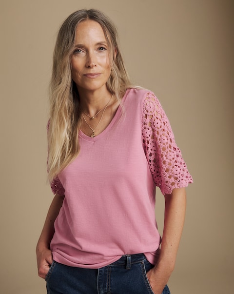 Julipa Crochet Pure Cotton Sleeve T-Shirt