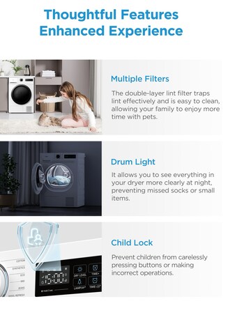Midea 8kg Tumble Dryer - White + Installation