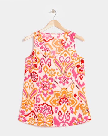 Printed V Neck Woven Vest