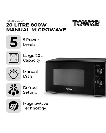 Tower 20L 800W Microwave Black
