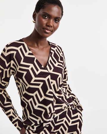 Aztec Print V-Neck Longline Top