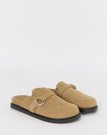 Penny Flat Buckle Mule Shoes - Wide Fit (E)