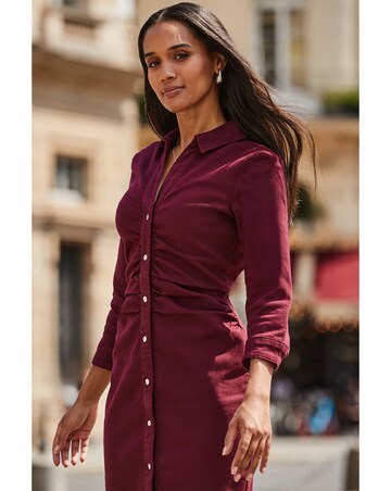 Sosandar 3/4 Sleeve Ruched Waist Dress