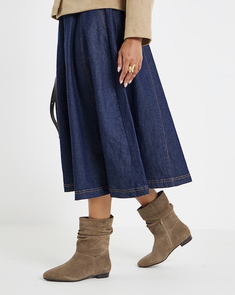 Hetty Ruched Suede Ankle Boots - Extra Wide Fit (EEE)