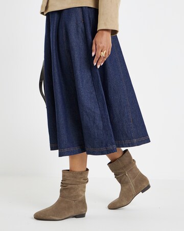 Hetty Ruched Suede Ankle Boots - Extra Wide Fit (EEE)