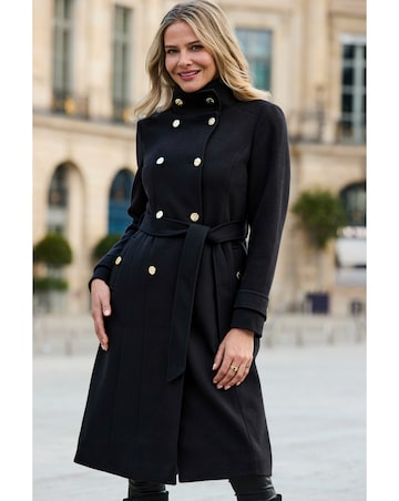 Sosandar Single Breasted Belted Coat With Funnel Neck