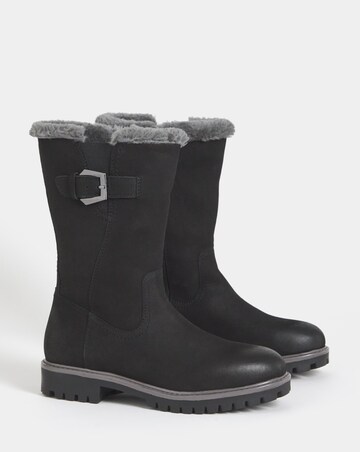 Maryse Faux Fur Trim Flat Calf Boots - Wide Fit (E)