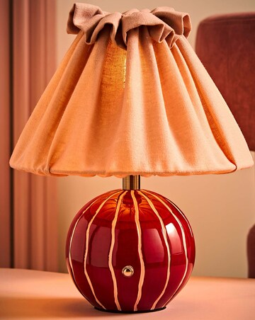 ValueLights Elma Burgundy Stripe Rechargeable Table Lamp