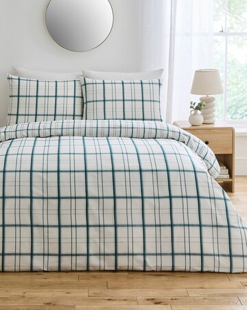 Painted Check Cotton Blend Reversible Duvet Cover Set