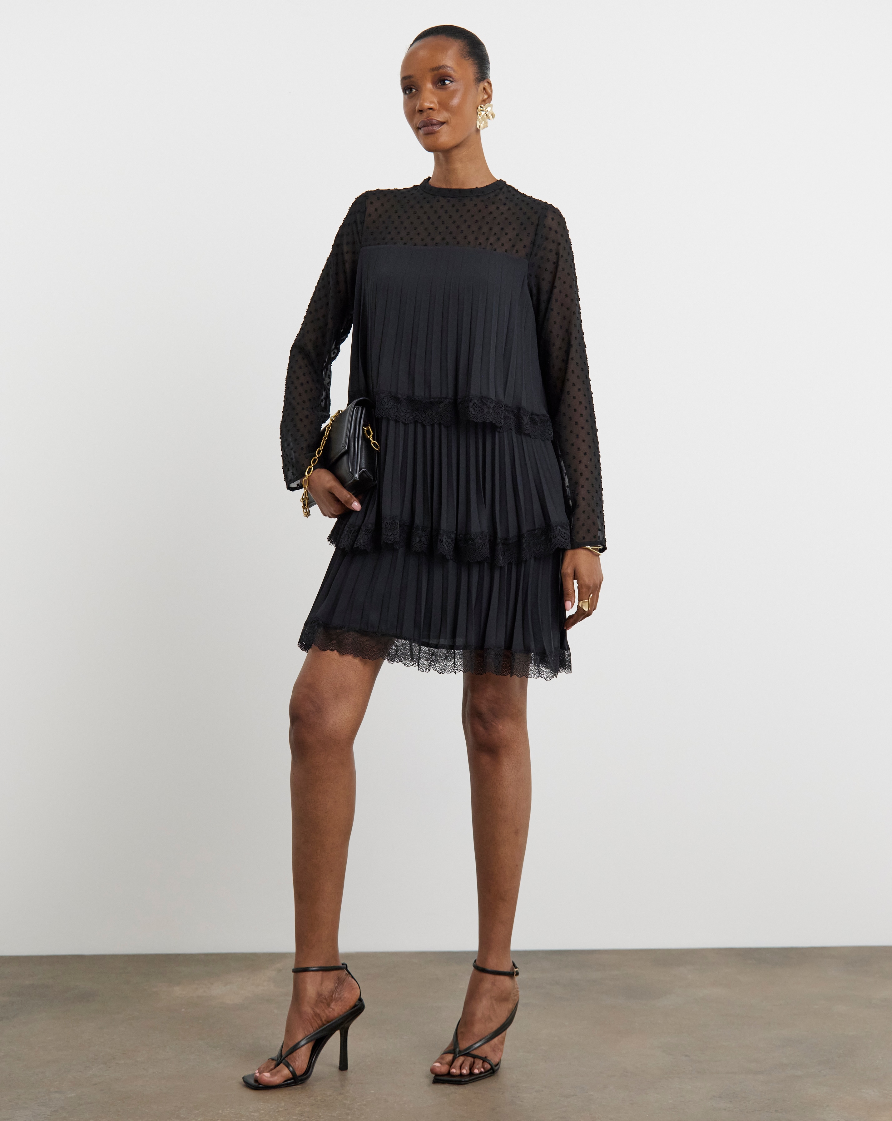 Joanna Hope Tiered Shift Dress With Lace Trim | Ambrose Wilson
