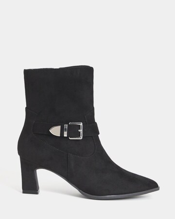 Heather Buckle Detail Heeled Ankle Boots - Wide Fit (E)