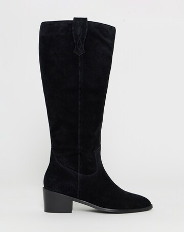 Carly Suede Knee High Western Boots - Wide Fit (E) & Curvy Calf