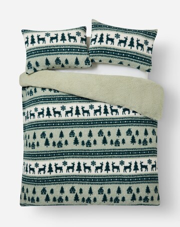 Festive Reindeer Fairisle Fleece Duvet Cover Set