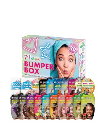 7th Heaven 20 Piece Bumper Face, Hair Hands and Feet mask Box