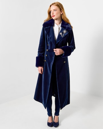 Joe Browns Hallie Faux Fur Trim Long Velvet Coat