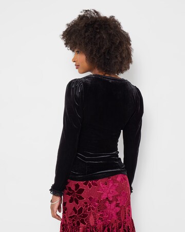 Joe Browns Velour Button Through Top With Lace Detail