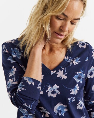 Floral Print V-Neck Long Sleeve T-Shirt