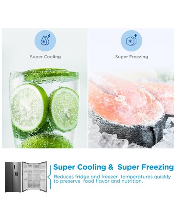 Midea Side-by-Side Fridge Freezer - Silver + Installation