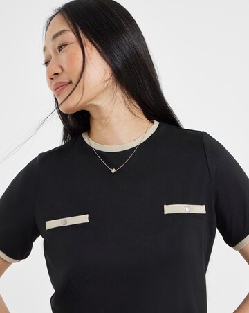 Black Short Sleeve Button Pocket T-Shirt