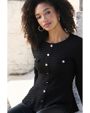 Sosandar Button Detail Textured Top
