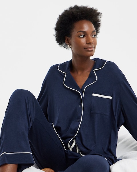 Pretty Secrets Soft Revere Pyjama Set Navy