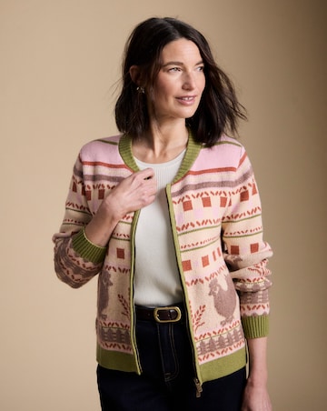 Julipa Motif Knitted Zip Up Cardigan