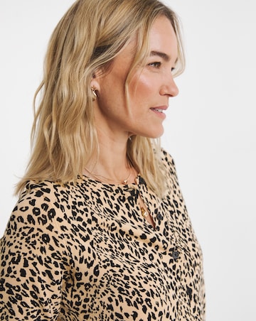 Animal Print Crew Neck Cardigan