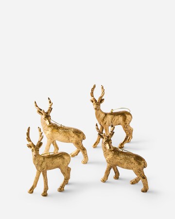 Gisela Graham Gold Reindeer Hanging Decorations - Set of 4