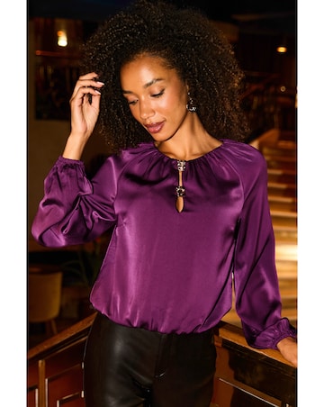 Sosandar Trim Detail Blouson Sleeve Top