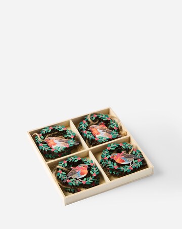 Gisela Graham Wooden Robin Hanging Decorations - Set of 8
