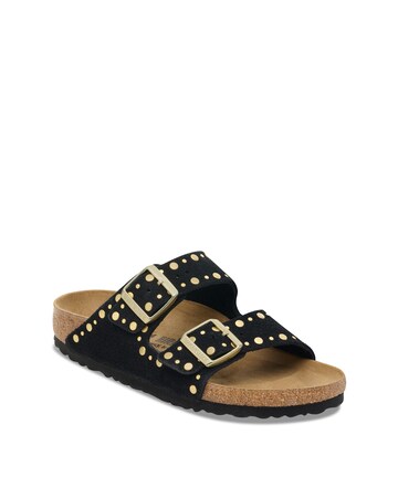 Birkenstock Arizona Black Suede Rivet Sandals - Standard Fit (D)