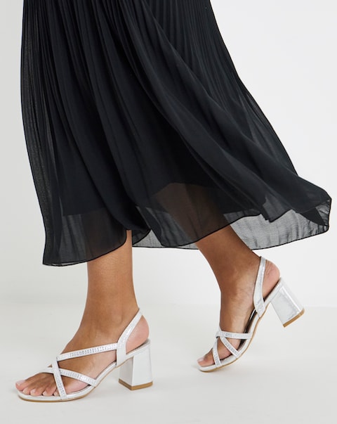 Anita Diamante Crossover Strap Block Heel Sandals - Extra Wide Fit (EEE)