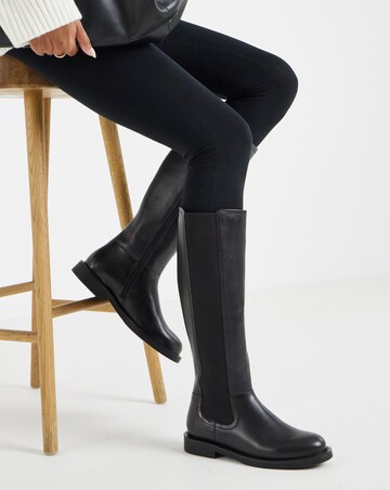 Laura Leather Knee High Chelsea Boots - Wide Fit (E) & Curvy Calf