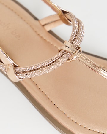 Simply Be Karma Diamante Sparkly Toe Post Sandals - Extra Wide Fit (EEE)