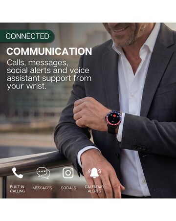 Rotary AMOLED GPS Calling Black Silicone Smart Watch