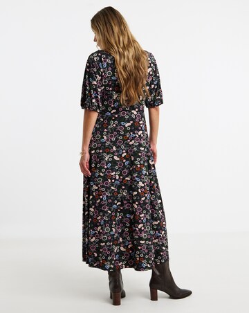 Soft Touch Lace Trim Puff Sleeve Dress