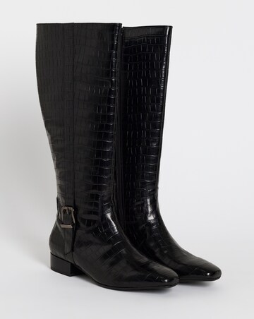 Roxy Knee High Buckle Riding Boots - Wide Fit (E) & Curvy Calf