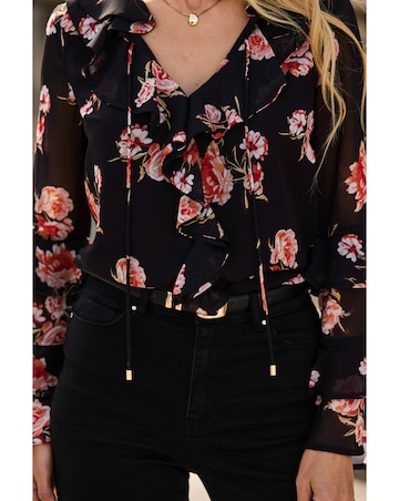 Sosandar Petite Tier Sleeve Ruffle Blouse