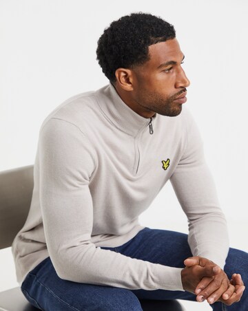 Lyle & Scott Cotton Merino 1/4 Zip Jumper - Cove