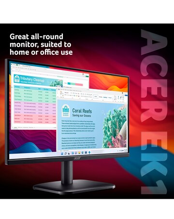 Acer EK221QJ0 21.5in FHD ZeroFrame 120Hz 5ms Monitor with Ergonomic Stand