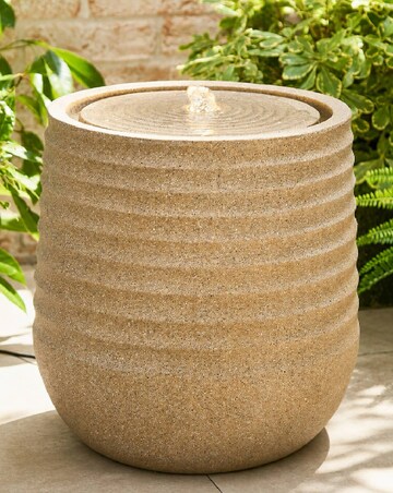 ValueLights Solar Power Natural Round Outdoor Garden Water Fountain