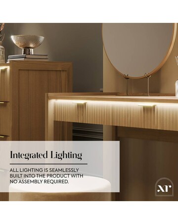 XR Living Dakota Dressing Table With App Control Lights - Oak