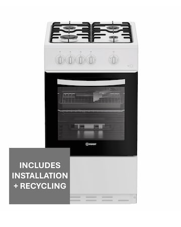 Indesit I5G1KMW 50cm Gas Single Cooker - White + installation