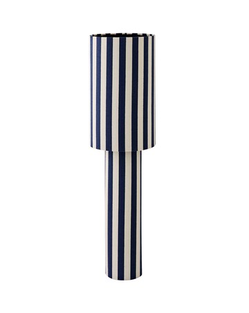 ValueLights Florence Navy Deckchair Stripe Linen Midi Floor Lamp