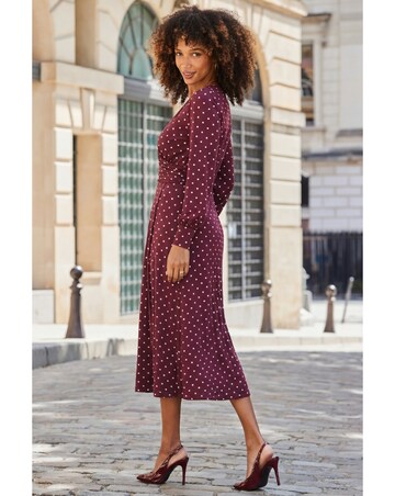 Sosandar Spot Ruched Midi Dress