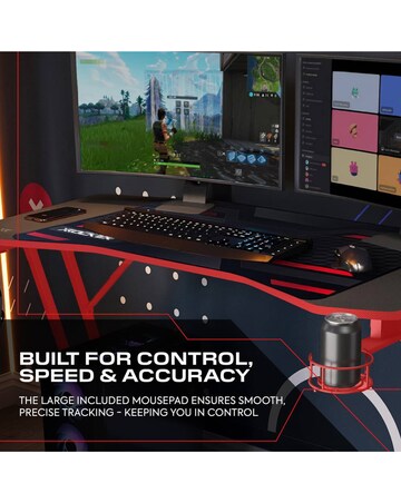 X Rocker Panther Evo 120cm Gaming Desk with Mousepad - Red