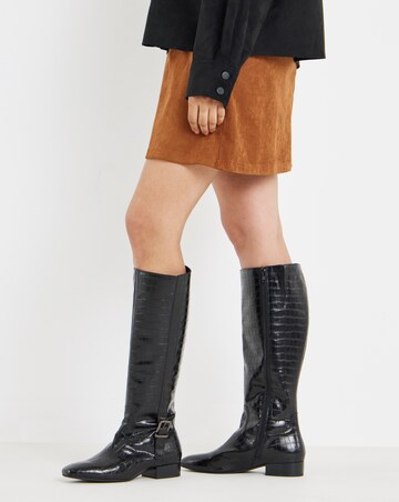 Roxy Knee High Buckle Riding Boots - Wide Fit (E) & Curvy Calf